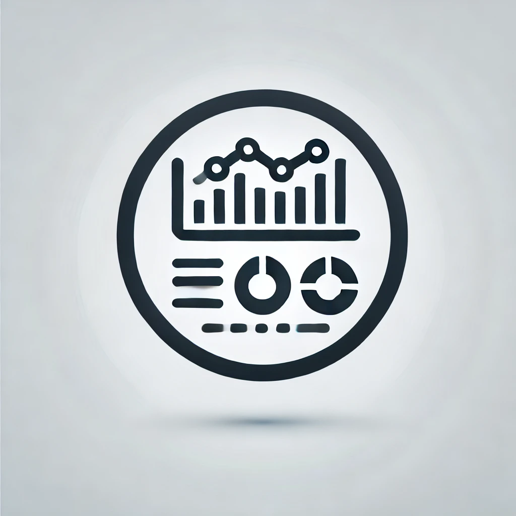 Icon showing a dashboard with analytics graphs